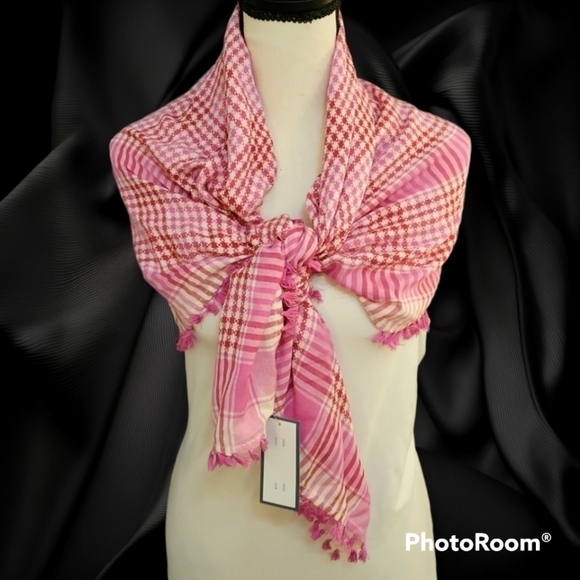 Saro LIFESTYLE Taleen Collection Barbie Gingham Tassel Shawl Stole Wrap Scarf - Picture 1 of 10